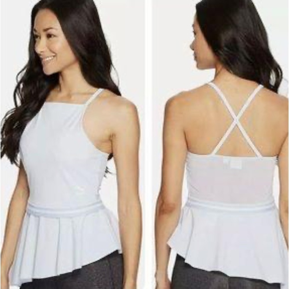 PUMA Xtreme Tight Frill Sexy Tank Top Asymmetrical Hem Blue Sleeveless Small